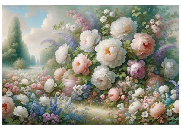 Carta da parati – Giardino floreale pastello