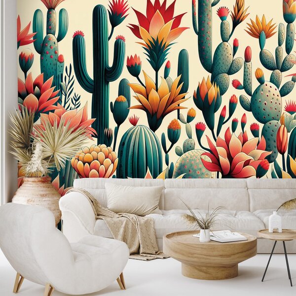 Carta da parati – Cactus colorati nel deserto