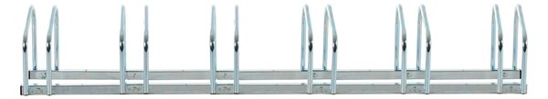 Rastrelliera Portabici 6 Posti in Acciaio 160x33x27 cm Argento