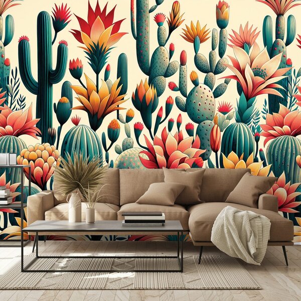 Carta da parati – Cactus colorati nel deserto