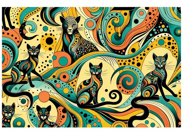 Carta da parati – Gatti astratti colorati