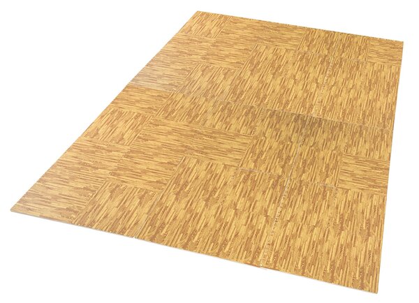Tappeto Puzzle in EVA Effetto Legno Naturale 42 Pezzi 61.5x61.5 cm