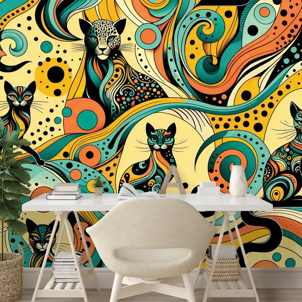 Carta da parati – Gatti astratti colorati