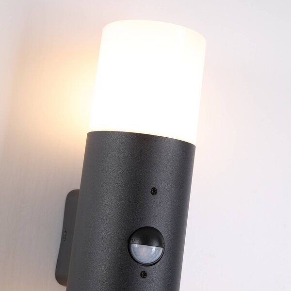 Searchlight Applique da esterno Cannes, altezza 30 cm, bianco e nero, a 2 luci, con sensore Cannes, Nero, Alluminio, Moderno, Applique da esterni