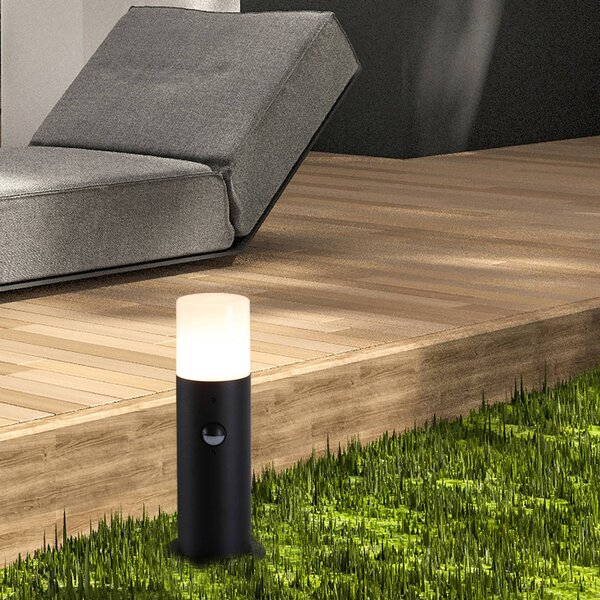 Searchlight Lampioncino Cannes, altezza 30 cm, nera, metallo, sensore Cannes, Nero, Alluminio, Moderno, Lampada da esterni