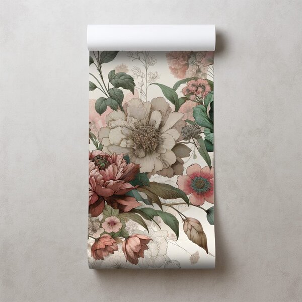 Carta da parati – Fiori vintage pastello