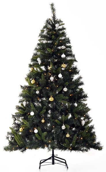 Albero di Natale Artificiale 180 cm 200 LED e Palline Decorative Verde