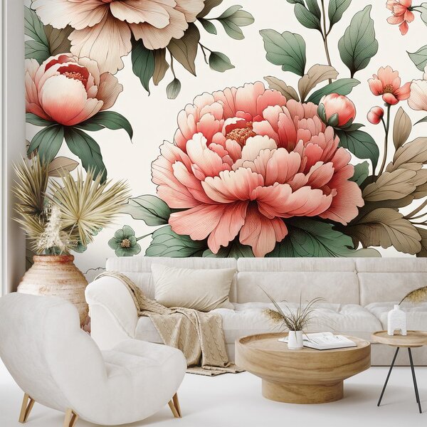 Carta da parati – Peonie rosa romantiche