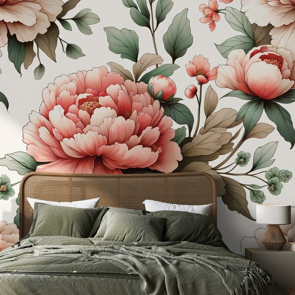 Carta da parati – Peonie rosa romantiche