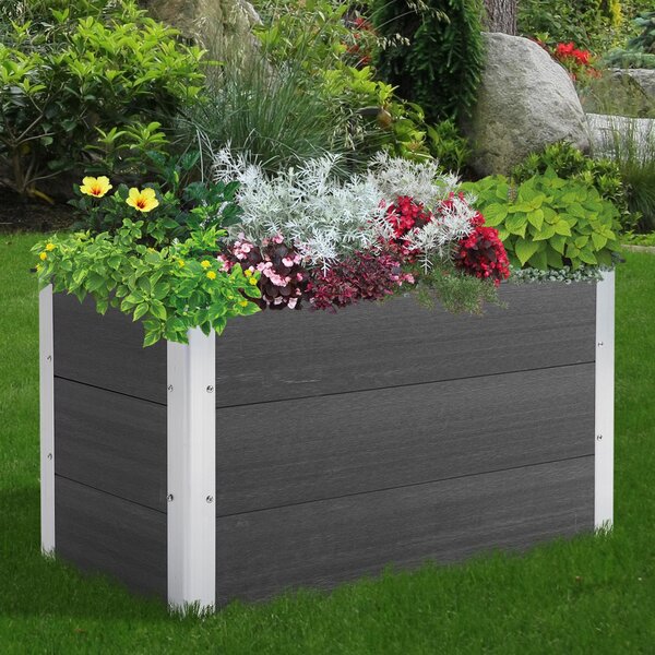 Fioriera Vaso per Piante e Colture in Legno e Plastica Grigio 100x50x50 cm