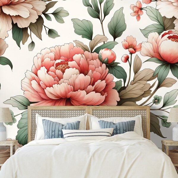 Carta da parati – Peonie rosa romantiche