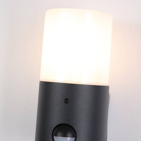 Searchlight Applique da esterno Cannes, altezza 17 cm, bianco e nero, a 1 luce, con sensore Cannes, Nero, Alluminio, Moderno, Applique da esterni
