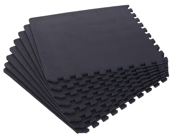 Tappeto Puzzle 8 Pezzi 63x63 cm in EVA Morbido Nero