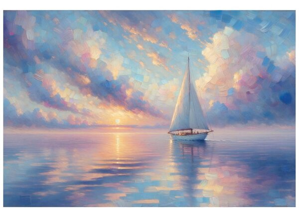 Carta da parati – Barca a vela su mare calmo al tramonto