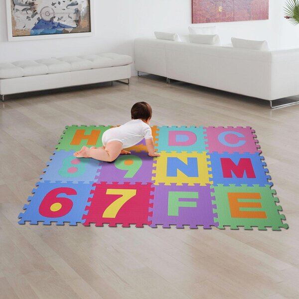Tappeto Puzzle Gioco Bambini 36 Pezzi - 26 Lettere dell'Alfabeto e Numeri da 0-9