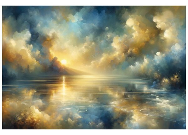 Carta da parati – Sole dorato sopra acqua blu