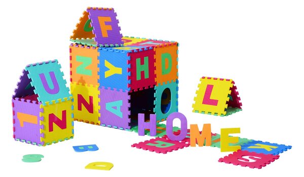Tappeto da Gioco 36 Pezzi Puzzle in EVA con Numeri e Lettere 31x31 cm