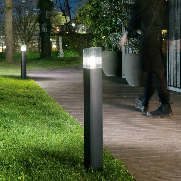INTEC Lampione DARK, color antracite/grigio fumo, acciaio inossidabile, sensore Dark, Nero, Acciaio Inox, Moderno