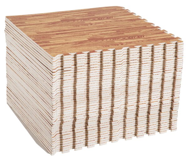 Tappeto Puzzle in EVA Effetto Legno Scuro 42 Pezzi 61.5x61.5 cm