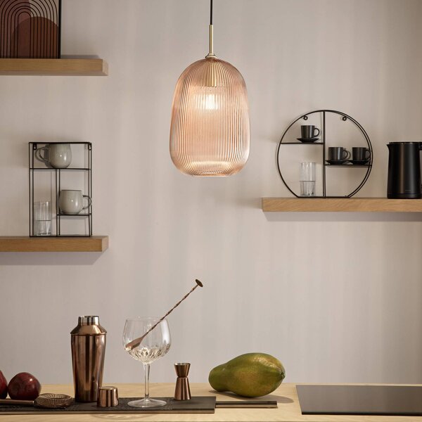Luce Ambiente Design Lampada a sospensione Duke, dimmerabile, Crema / Ambra, Soggiorno / Sala da pranzo, Vetro, Lampada a sospensione