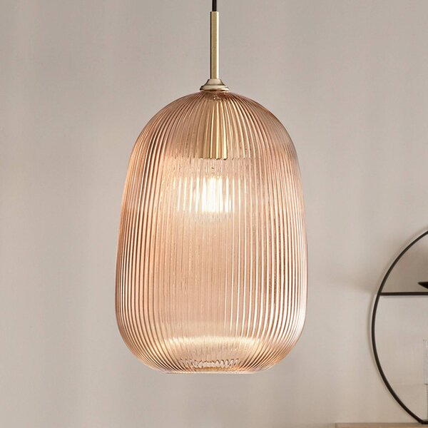 Luce Ambiente Design Lampada a sospensione Duke, dimmerabile, Crema / Ambra, Soggiorno / Sala da pranzo, Vetro, Lampada a sospensione
