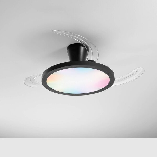 INTEC Ventilatore da soffitto LED Condor, nero, Ø 106 cm, CCT RGB, silenzioso dimmerabile, Nero, Soggiorno / Sala da pranzo, Plastica, Moderno