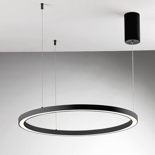 Luce Ambiente Design Lampada a sospensione Hoop, Nero, Soggiorno / Sala da pranzo, Alluminio, Moderno, Lampada a sospensione