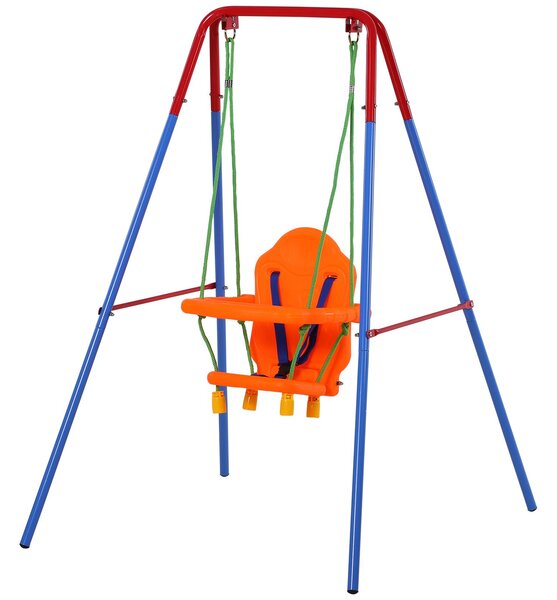 Altalena da Giardino 1 Posto in Acciaio e PP Swing Blu e Arancio
