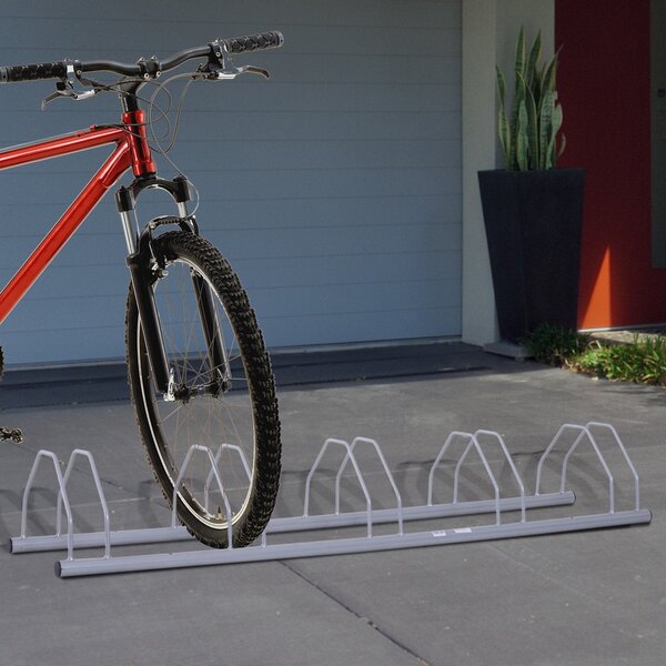 Rastrelliera Portabici 5 Posti in Acciaio 140,5x30x21,5 cm Argento