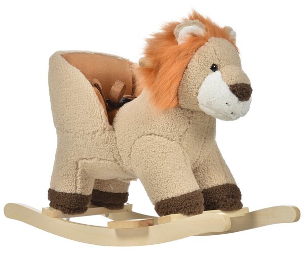 Dondolo per Bambini in Legno Leone in Peluche con Suoni