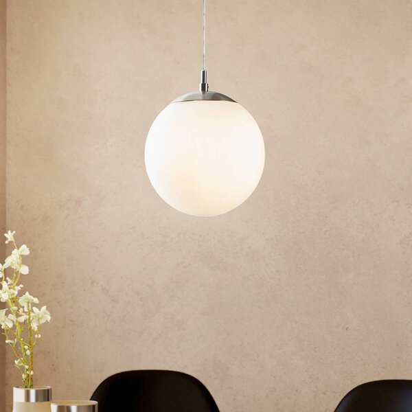EGLO Lampada a sospensione in vetro Rondo, dimmerabile, Bianco / Opale, Soggiorno / Sala da pranzo, Vetro, Moderno, Lampada a sospensione