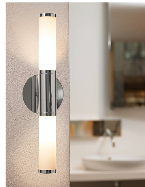EGLO Applique da parete PALMO, dimmerabile, Cromo / Argento, Bagno, Metallo, Moderno, Applique