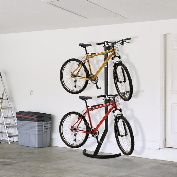 Rastrelliera Portabici Verticale 2 Posti in Acciaio Nera