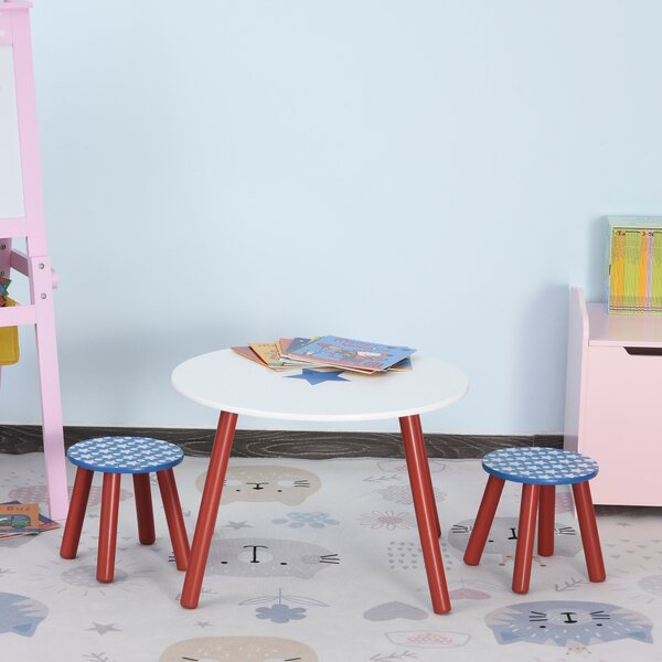 Set Tavolino e 2 Sgabelli per Bambini in Legno