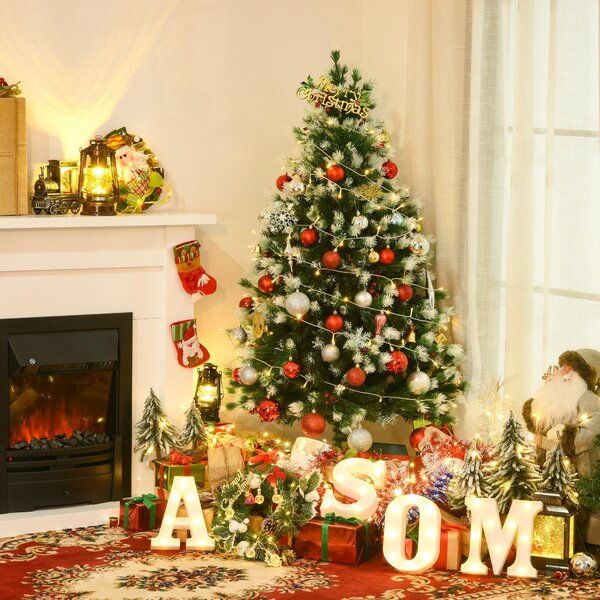 Albero di Natale Artificiale Innevato 150 cm 554 Rami con Bacche Rosse Pino Verde