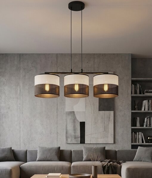 Lampada a sospensione su cavo KARBON 3xE27/15W/230V nero/grigio
