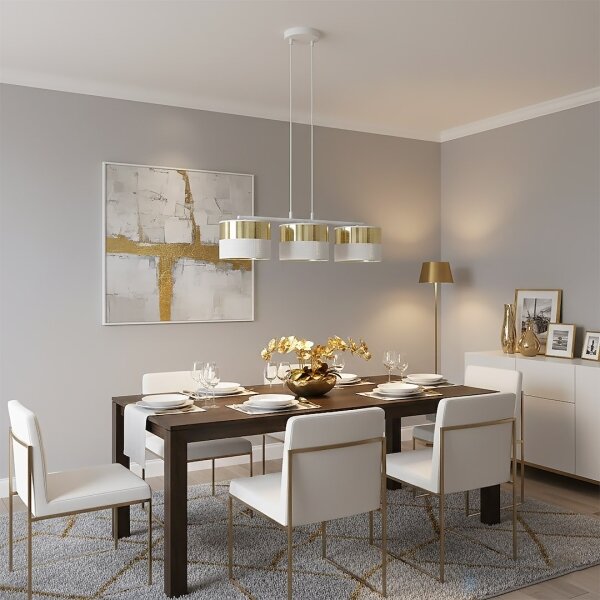 Lampadario a sospensione con cavo LUX 3xE27/15W/230V bianco/oro