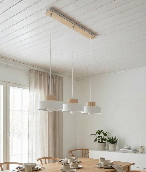 Lampadario a sospensione KIVI 3xE27/15W/230V bianco