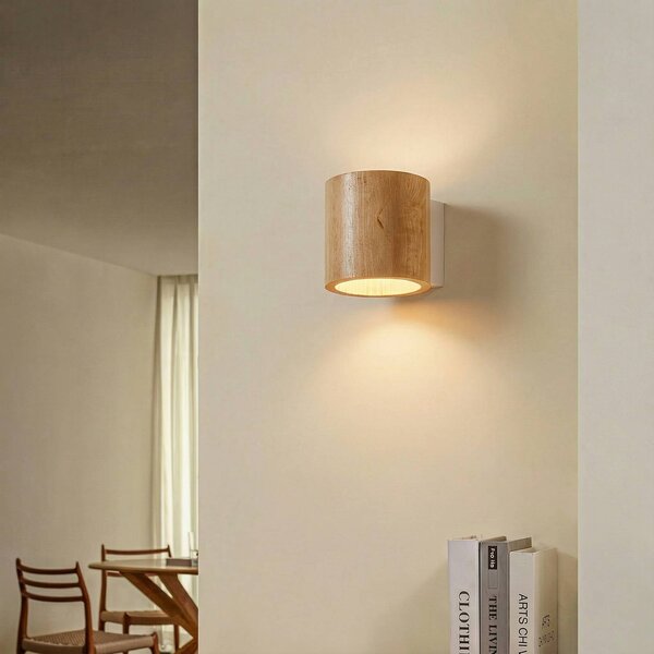Applique Ara SOLLUX LIGHTING, dimmerabile, Legno chiaro, Soggiorno / Sala da pranzo, Legno, Moderno, Applique
