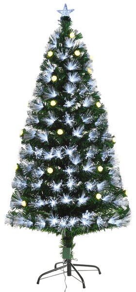 Albero di Natale Artificiale 150 cm 180 Rami con Luce LED Fibre Ottiche Pino Verde