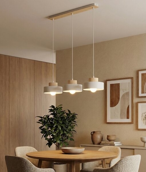 Lampadario a sospensione KIVI 3xE27/15W/230V bianco