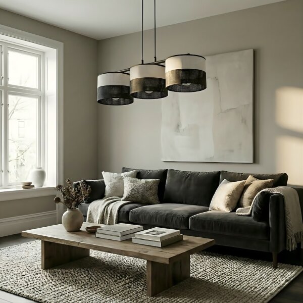 Lampada a sospensione su cavo KARBON 3xE27/15W/230V nero/grigio