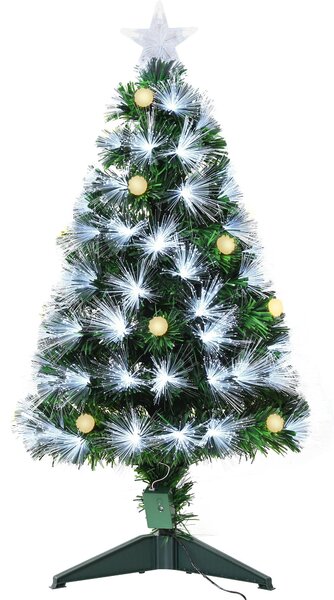 Albero di Natale Artificiale 90 cm 90 Rami con Luce LED Fibre Ottiche Pino Verde