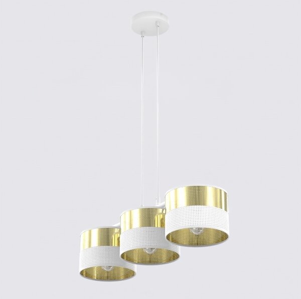Lampadario a sospensione con cavo LUX 3xE27/15W/230V bianco/oro