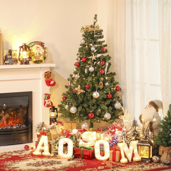 Albero di Natale Artificiale 180 cm 634 Rami 217 LED Pino Verde