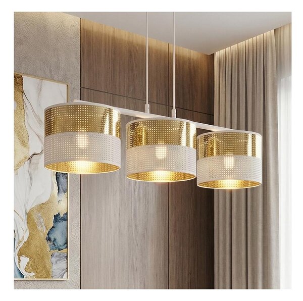 Lampadario a sospensione con cavo LUX 3xE27/15W/230V bianco/oro