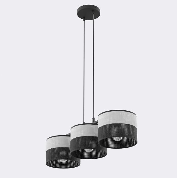 Lampada a sospensione su cavo KARBON 3xE27/15W/230V nero/grigio