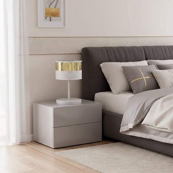 Lampada da tavolo LUX 1xE27/15W/230V bianca/dorata