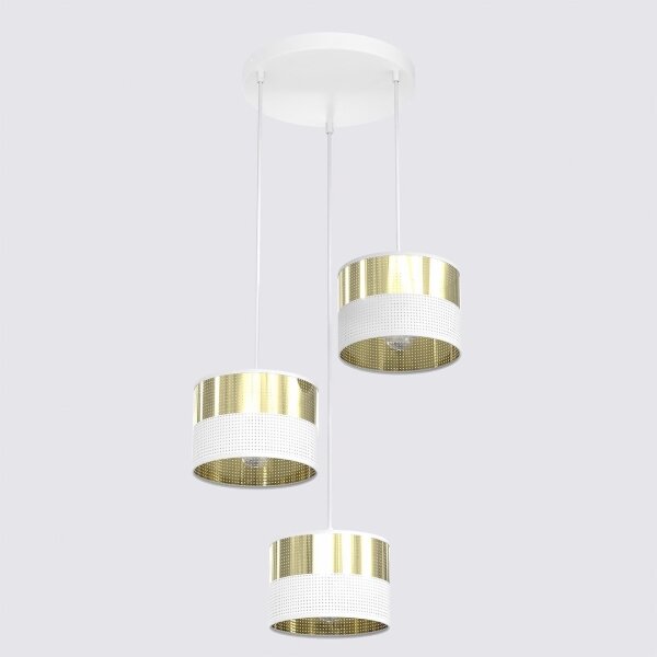 Lampadario a sospensione con cavo LUX 3xE27/15W/230V bianco/oro