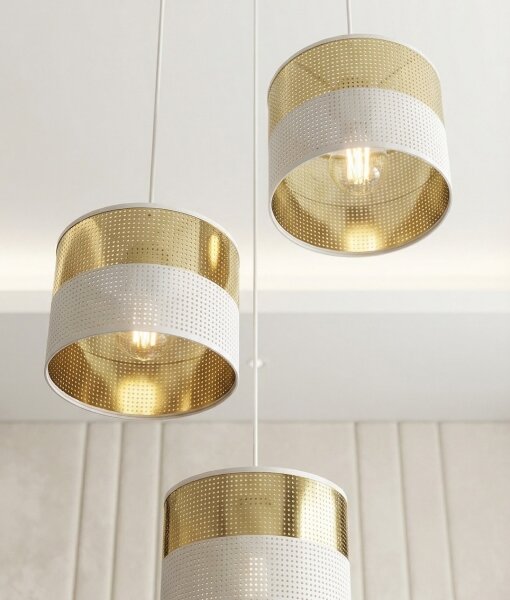 Lampadario a sospensione con cavo LUX 3xE27/15W/230V bianco/oro